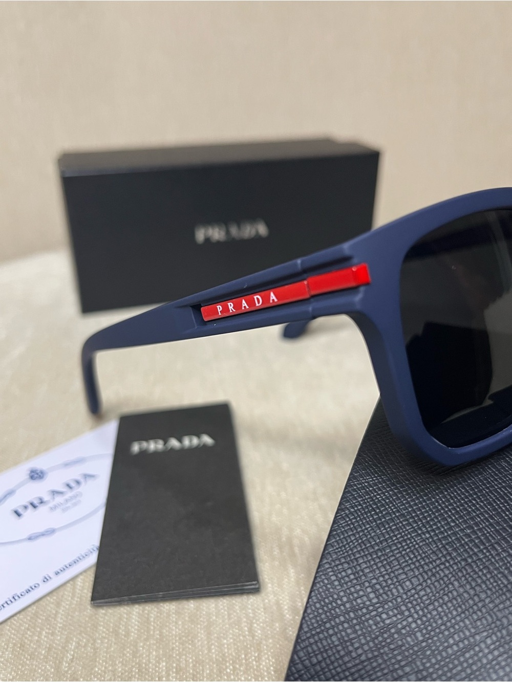Prada Matte Blue Frame Sunglasses with Black Lenses - Picture 4 of 6